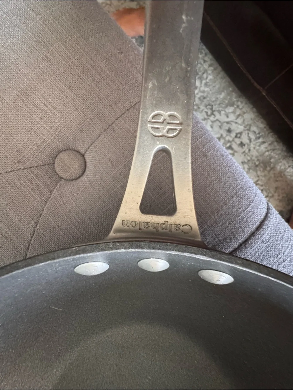 Calphalon stir Fry Pan - Gray Interior, Brushed Steel Handle